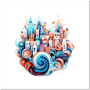 Modern City Urbain Skylines Cityscape Creativity Posters and Art